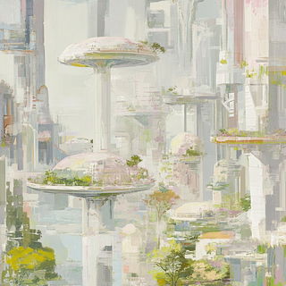 Cumulolithography style, Midjourney V6.1: megacity with futuristic bioarchitecture