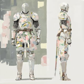 Cumulolithography style, Midjourney V6.1: concept art character design of retropunk steam knight
