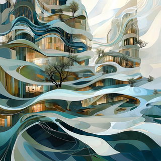 Vitrablock style, Midjourney V6.1: megacity with futuristic bioarchitecture