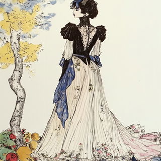 Mirethorax style, Midjourney V6.1: haute-couture fashion outfit