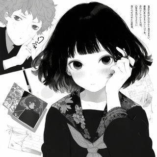 Asterocartoon style, Midjourney V6.1: black-and-white manga comic strip