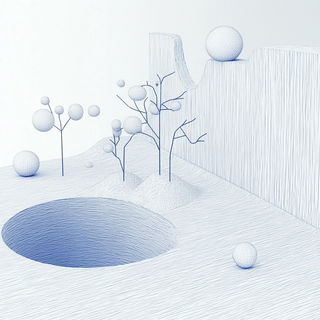 Inkscaromancy style, Midjourney V6.1: abstract 3D render