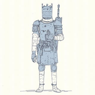 Inkscaromancy style, Midjourney V6.1: concept art character design of retropunk steam knight