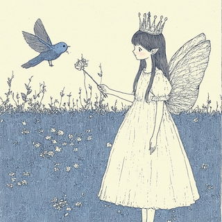 Inkscaromancy style, Midjourney V6.1: retro fairy-tale illustration