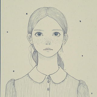 Inkscaromancy style, Midjourney V6.1: photographic portrait of female protagonist