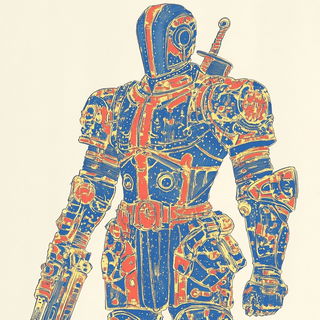 Heraldic Beastorium style, Midjourney V6.1: concept art character design of retropunk steam knight