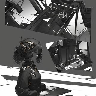 Tealvault style, Midjourney V6.1: black-and-white manga comic strip