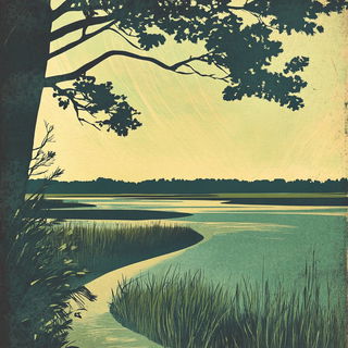 Veilquake style, Midjourney V6.1: realistic landscape photograph of quiet dawn