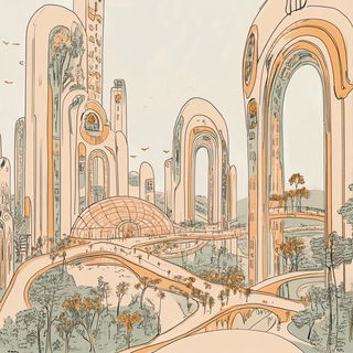 Mashrabiya Afterdark style, Midjourney V6.1: megacity with futuristic bioarchitecture