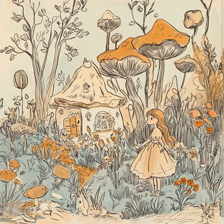 Mashrabiya Afterdark style, Midjourney V6.1: retro fairy-tale illustration