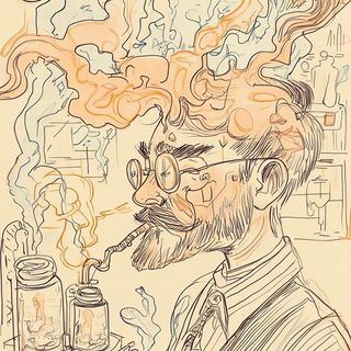 Mashrabiya Afterdark style, Midjourney V6.1: editorial illustration for popular scientific magazine cover