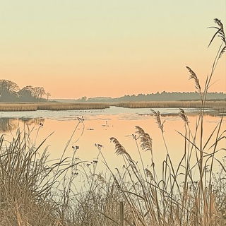Mashrabiya Afterdark style, Midjourney V6.1: realistic landscape photograph of quiet dawn
