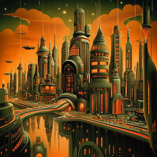Featherfiligree style, Midjourney V6.1: megacity with futuristic bioarchitecture