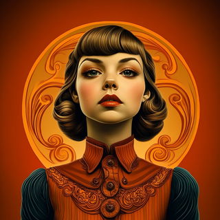 Featherfiligree style, Midjourney V6.1: photographic portrait of female protagonist