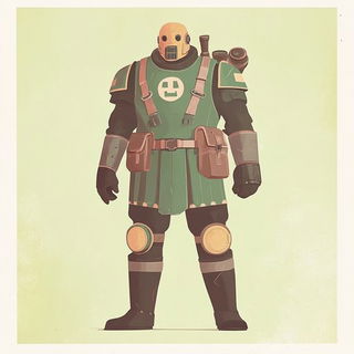 Chromafauvism style, Midjourney V6.1: concept art character design of retropunk steam knight