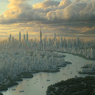 Wayfarer Shadowmarket style, Midjourney V6.1: megacity with futuristic bioarchitecture
