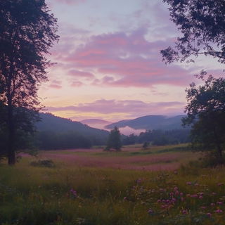 Redtide Tapestry style, Midjourney V6.1: realistic landscape photograph of quiet dawn