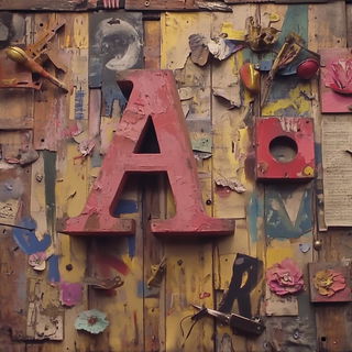 Redtide Tapestry style, Midjourney V6.1: typographic composition with large letters