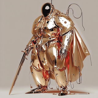 Brushhaul style, Midjourney V6.1: concept art character design of retropunk steam knight