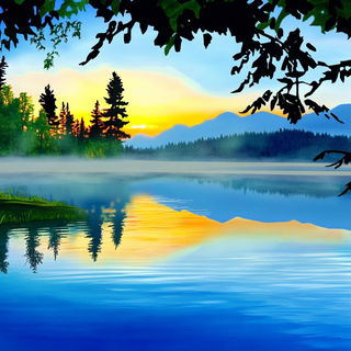 Baroque Weavism style, Midjourney V6.1: realistic landscape photograph of quiet dawn
