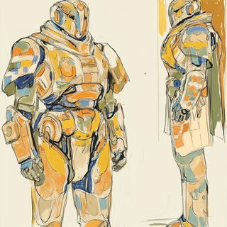 Rosaflect style, Midjourney V6.1: concept art character design of retropunk steam knight
