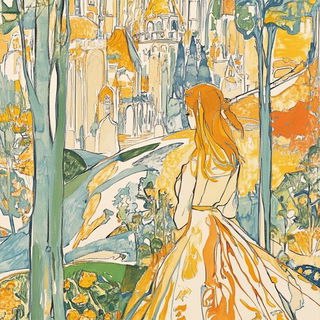 Rosaflect style, Midjourney V6.1: retro fairy-tale illustration