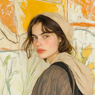 Rosaflect style, Midjourney V6.1: photographic portrait of female protagonist