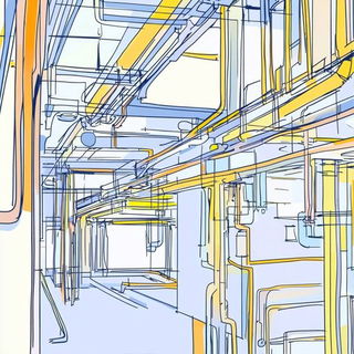 Rosaflect style, Midjourney V6.1: technical infrastructure blueprint schematics