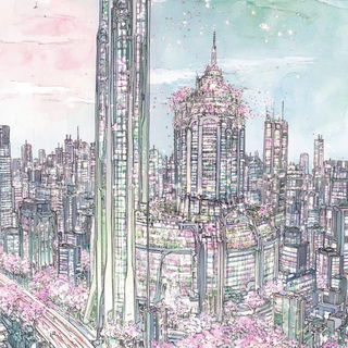 Inkfang Celism style, Midjourney V6.1: megacity with futuristic bioarchitecture