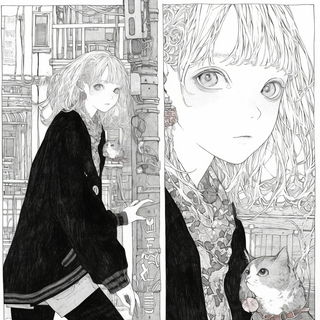 Inkfang Celism style, Midjourney V6.1: black-and-white manga comic strip