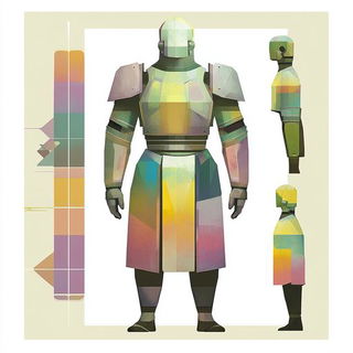 Cosmic Tentacontredanse style, Midjourney V6.1: concept art character design of retropunk steam knight