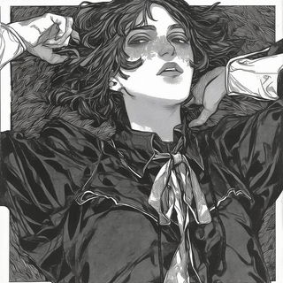 Fluxheart Caverns style, Midjourney V6.1: black-and-white manga comic strip