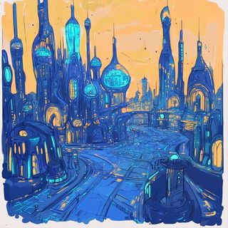 Arachne Fragments style, Midjourney V6.1: megacity with futuristic bioarchitecture
