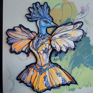 Arachne Fragments style, Midjourney V6.1: haute-couture fashion outfit