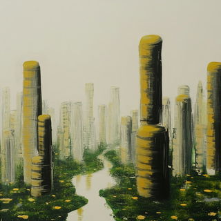 Papercut Mandala Interiors style, Midjourney V6.1: megacity with futuristic bioarchitecture