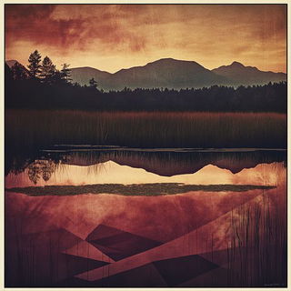 Railblurf style, Midjourney V6.1: realistic landscape photograph of quiet dawn
