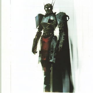 Alpinocel style, Midjourney V6.1: concept art character design of retropunk steam knight