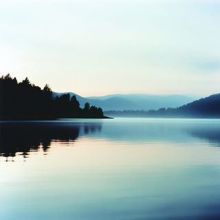 Alpinocel style, Midjourney V6.1: realistic landscape photograph of quiet dawn