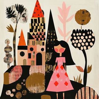 Garnet Lancetglass style, Midjourney V6.1: retro fairy-tale illustration