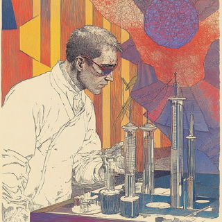 Mistregister style, Midjourney V6.1: editorial illustration for popular scientific magazine cover