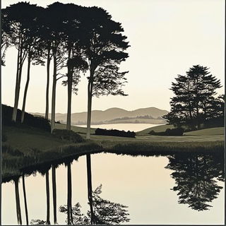 Petalmonstria style, Midjourney V6.1: realistic landscape photograph of quiet dawn