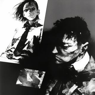 Crescentink style, Midjourney V6.1: black-and-white manga comic strip