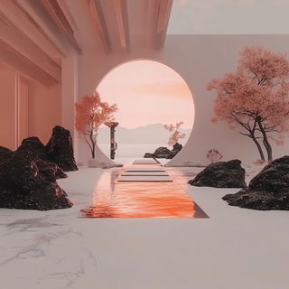 Ruincairn style, Midjourney V6.1: abstract 3D render