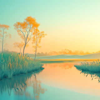 Sporecloud Contours style, Midjourney V6.1: realistic landscape photograph of quiet dawn