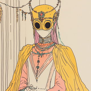 Cloudfrontorama style, Midjourney V6.1: haute-couture fashion outfit