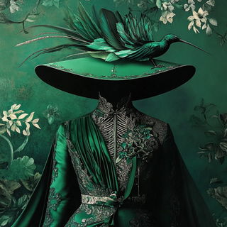Cyan Scriptoria style, Midjourney V6.1: haute-couture fashion outfit