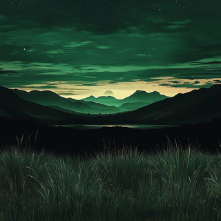 Cyan Scriptoria style, Midjourney V6.1: realistic landscape photograph of quiet dawn