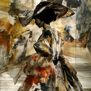 Chromafrappe style, Midjourney V6.1: haute-couture fashion outfit