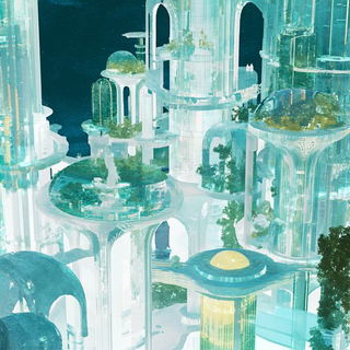 Archsilk style, Midjourney V6.1: megacity with futuristic bioarchitecture