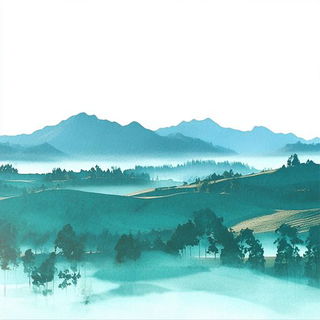 Archsilk style, Midjourney V6.1: realistic landscape photograph of quiet dawn